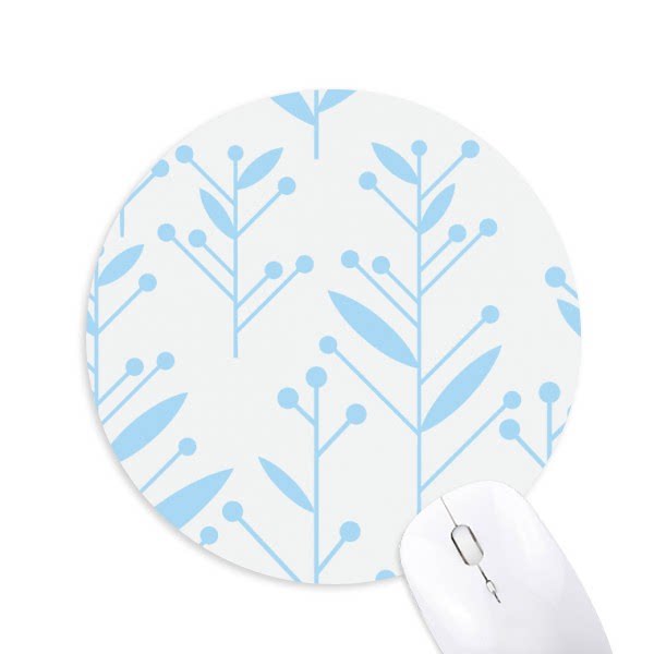 蓝花苞植物手绘画圆形游戏办公防滑橡胶鼠标垫礼物