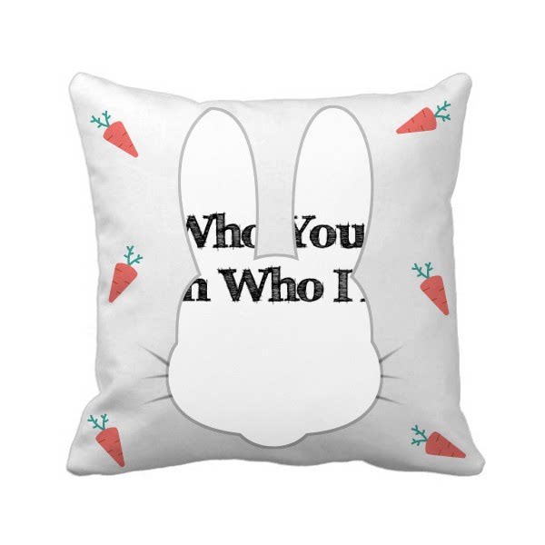 忠于自己英语励志名言兔子方形抱枕靠枕沙发靠垫双面含芯礼物