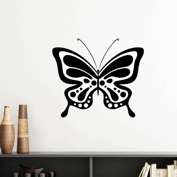 手绘卡通简约黑白蝴蝶剪影墙贴壁纸房间贴花