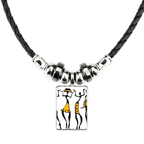 土著非洲部落原始居民手绘手工皮绳项链吊坠饰品