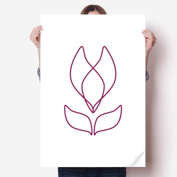 线条花朵植物纹样海报贴纸80x55cm墙贴纸卧室家居装饰