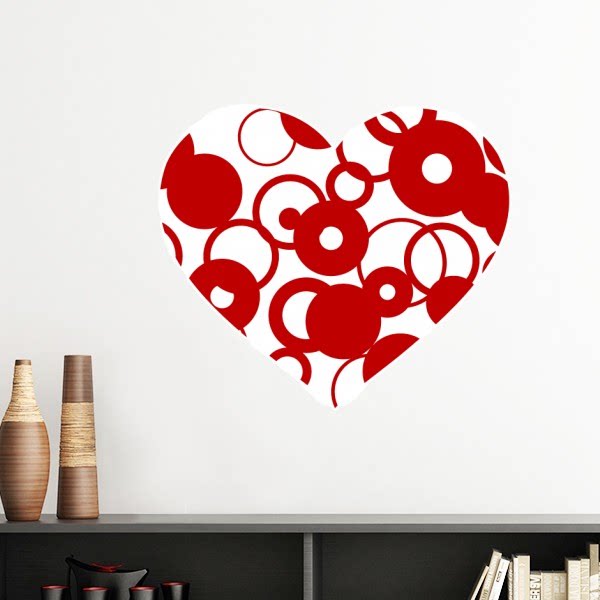 情人节红色心形圈圈图案墙贴壁纸房间贴花