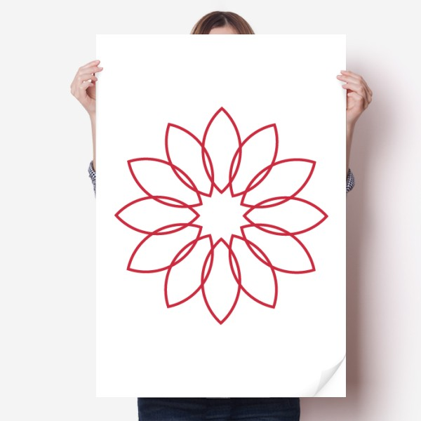 线条荷花花卉植物纹样海报贴纸80x55cm墙贴纸卧室家居装饰