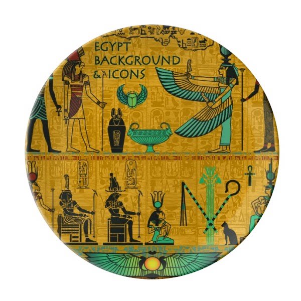 古埃及法老与众神图案陶瓷餐盘子8寸月光盘餐具家居礼物