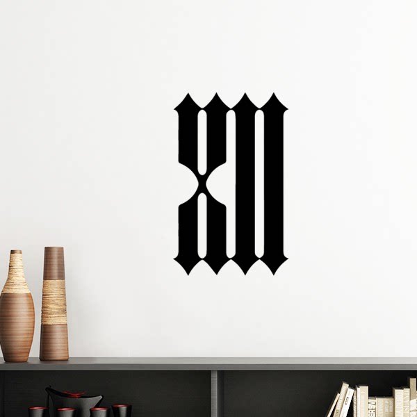 黑色罗马数字十二剪影墙贴壁纸房间贴花