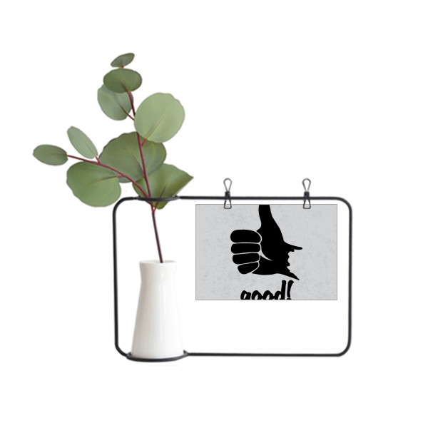 大拇指剪影个性手势图案金属相框陶瓷花瓶装饰