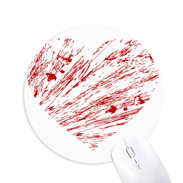 情人节红色心形滴画图案圆形游戏办公防滑橡胶鼠标垫礼物