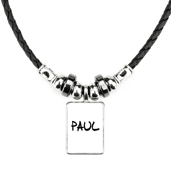 手写英文名个性私人订制paul手工皮绳项链吊坠饰品
