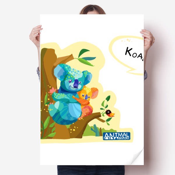 澳大利亚考拉桉树水彩海报贴纸80x55cm墙贴纸卧室家居装饰