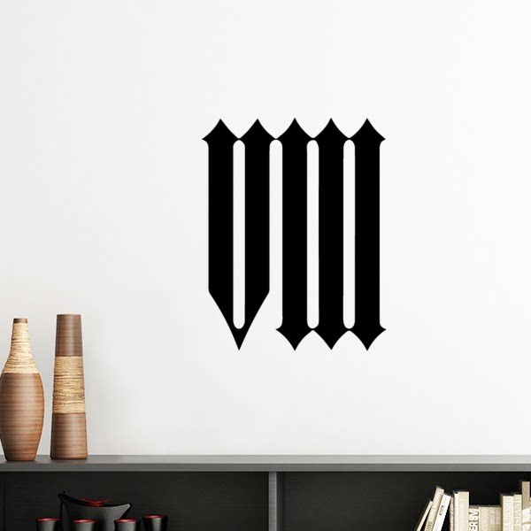 黑色罗马数字八剪影墙贴壁纸房间贴花