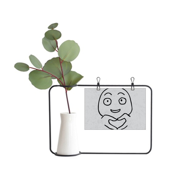 心形手势黑色聊天表情金属相框陶瓷花瓶装饰