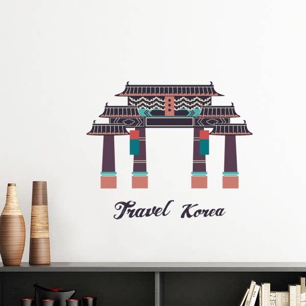 韩国旅行观光韩国牌坊墙贴壁纸房间贴花
