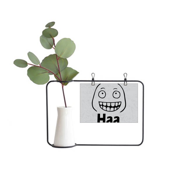 黑色傻笑聊天表情纹样金属相框陶瓷花瓶装饰