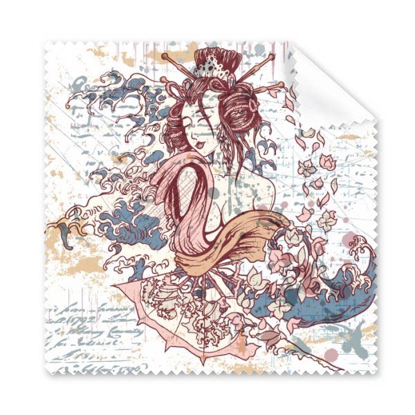日本和风艺伎扇子花海浪图案眼镜布屏幕清洁布擦手机屏幕