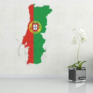 卧室客厅办公室教室DIY葡萄牙国旗地图防水不干胶贴画墙贴纸贴花