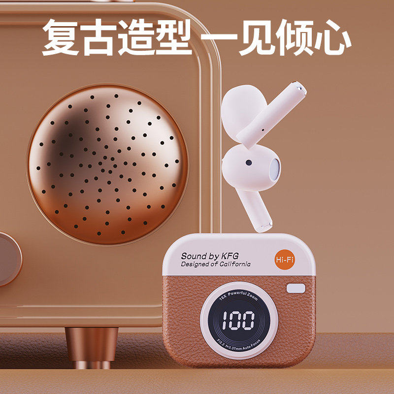 2026新款无线蓝牙耳机官方正品复古相机运动高音质超长续航大电量
