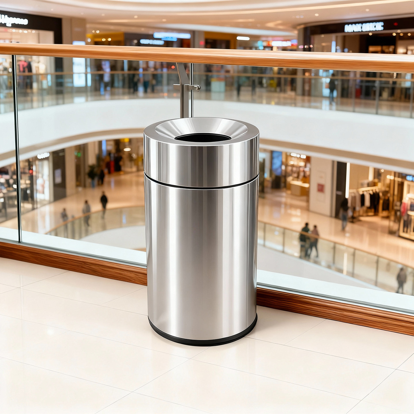 迪恩斯商场垃圾桶201不锈钢商用大号大容量超市影院直投圆形50升