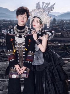 黑色苗疆男装 礼服套装 民族风五月摄影旅拍服新 情侣款 阿卯苗族服装