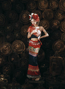 布朗族服装少数民族女傣族服装贵州苗寨西双版纳旅拍写真舞台服饰