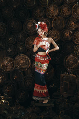 布朗族服装少数民族女傣族服装贵州苗寨西双版纳旅拍写真舞台服饰