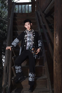 蜡染3件套长袖 男套装 个性 苗族少数民族服装 高级苗寨旅拍 男装 新款