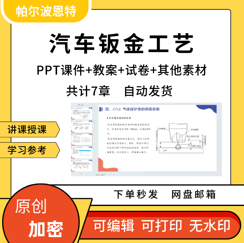 汽车钣金工艺PPT课件教案详案试卷题讲备课焊接机械