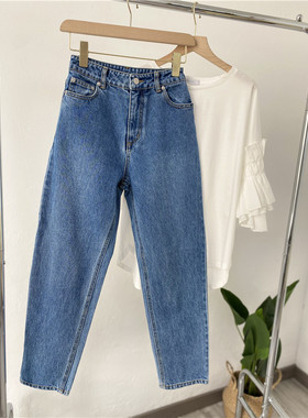 slobe ien@牛仔裤 简约休闲百搭显瘦显高全棉长裤女