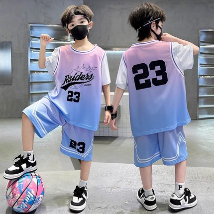 男童夏季篮球服儿童套装2025新款小学生男孩宽松运动短袖速干定制