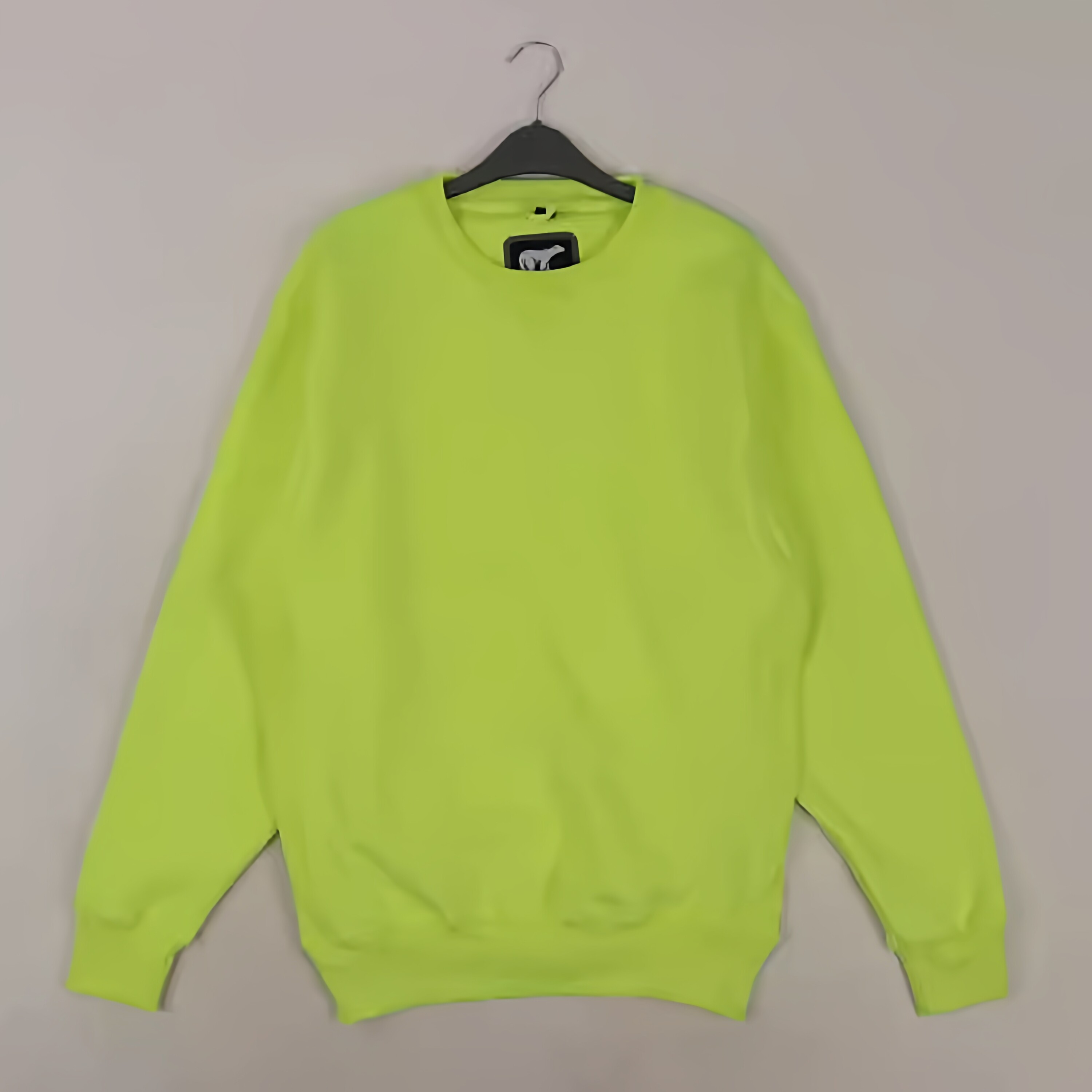 荧光绿 70%棉加厚牛货！欧美加大码加绒卫衣宽松圆领套头外套男装