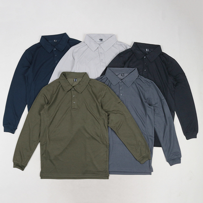 专业户外运动！春夏透气宽松大码休闲快干翻领长袖POLO衫T恤男装