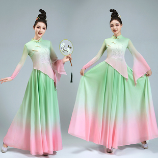 烟雨江南舞蹈服古典舞演出服飘逸清新淡雅中国舞扇子舞群舞表演服