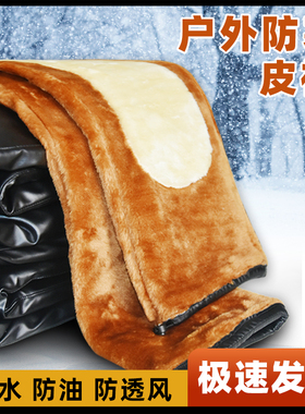 骑手皮裤男冬加绒加厚工作PU皮棉裤防风保暖防寒裤外卖骑行裤套装