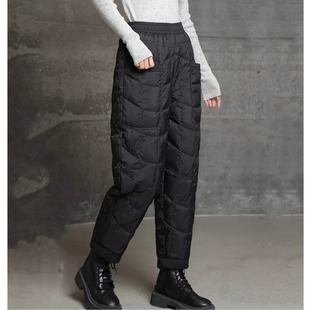 轻薄棉裤女秋冬宽松大码胖MM休闲丝绵裤小个子哈伦裤防寒保暖裤子