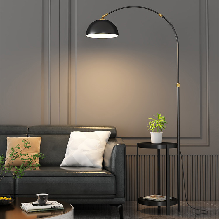 落地灯客厅沙发旁卧室床头柜一体置物架创意北欧轻奢网红立式台灯