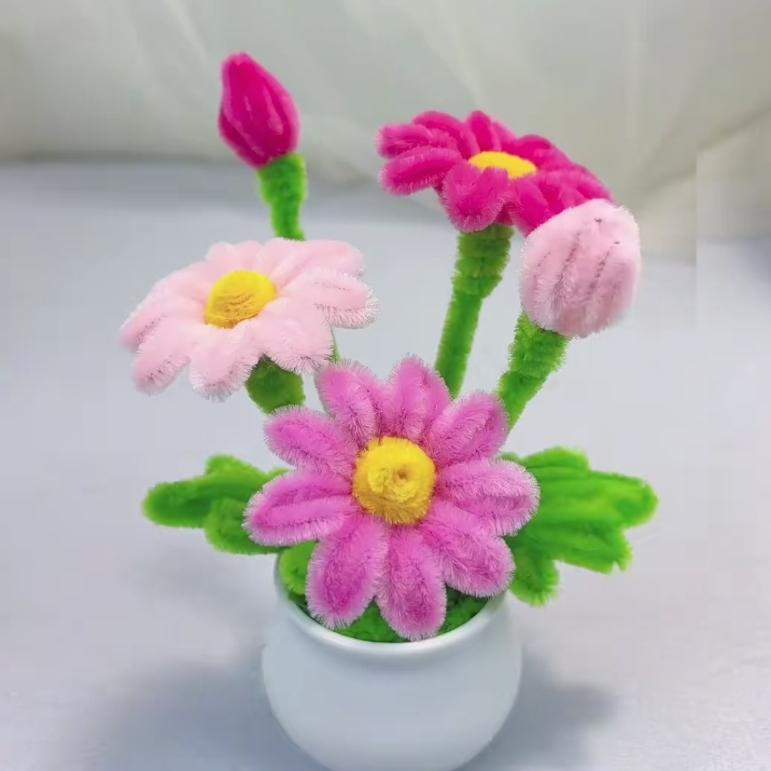 小盆栽彩色小雏菊花材料车载摆件