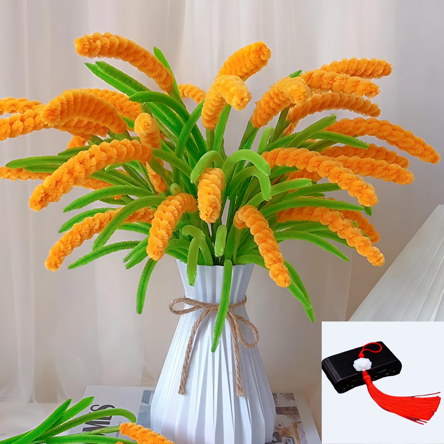 送花瓶金黄扭扭棒五谷丰登