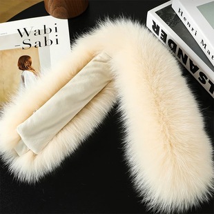 新款狐狸毛围脖真毛女毛领单卖大毛球双面毛围巾磁吸扣皮草毛领子