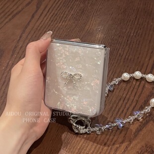 适用华为novaflip手机壳vivoX折叠屏oppoN3手链小米mix女flip全包pocket2蝴蝶结PURAX荣耀magicvflip2保护套