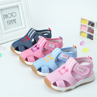托米福儿童鞋夏季包头棉布凉鞋1-3岁2男孩软底休闲女学步防臭吸汗