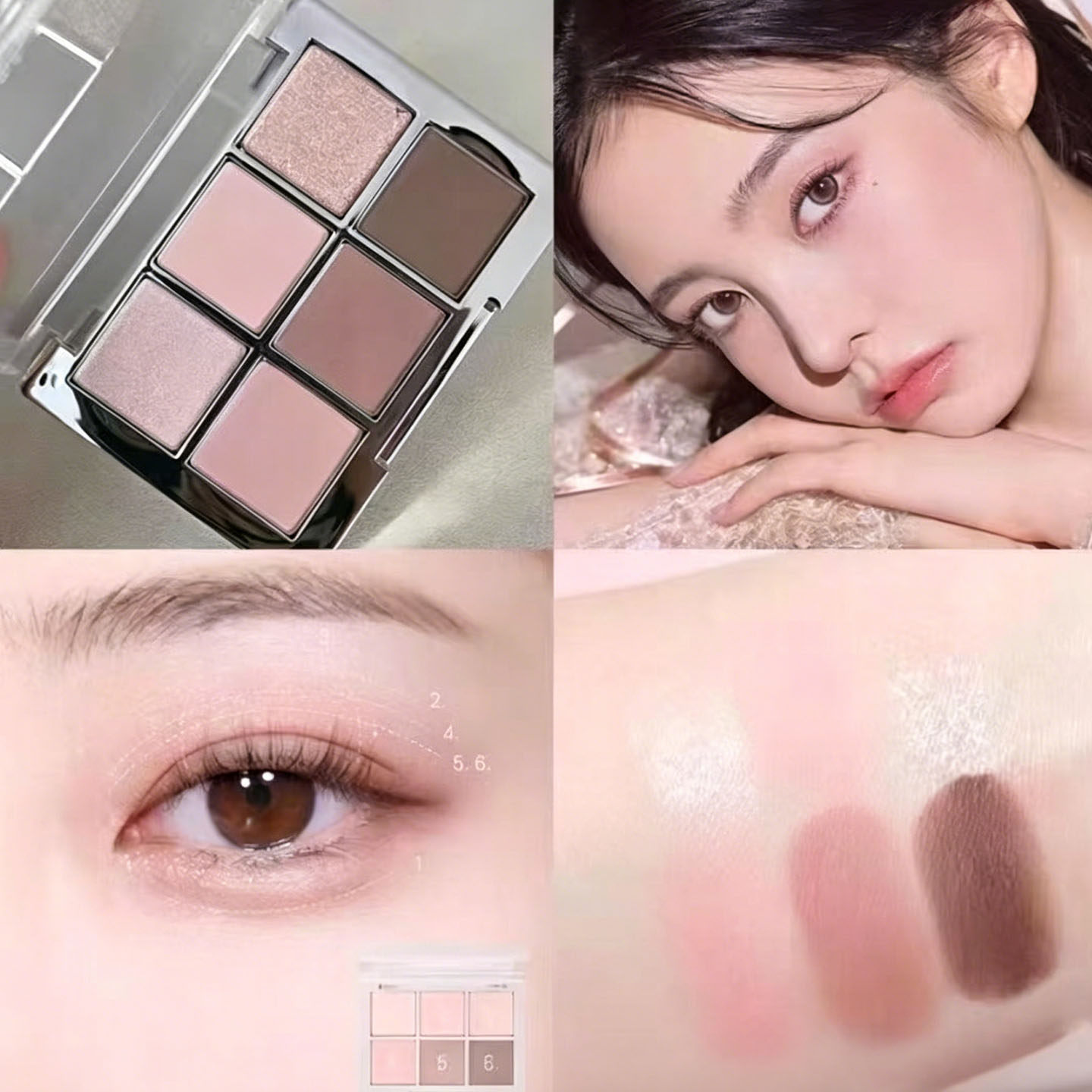 经典绝美!韩国2aN新品六色眼影盘微珠光粉棕大地自然持久防水女