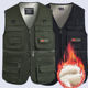 多口袋户外保暖马甲大码 秋冬款 加绒加棉男士 宽松加棉加厚钓鱼背心