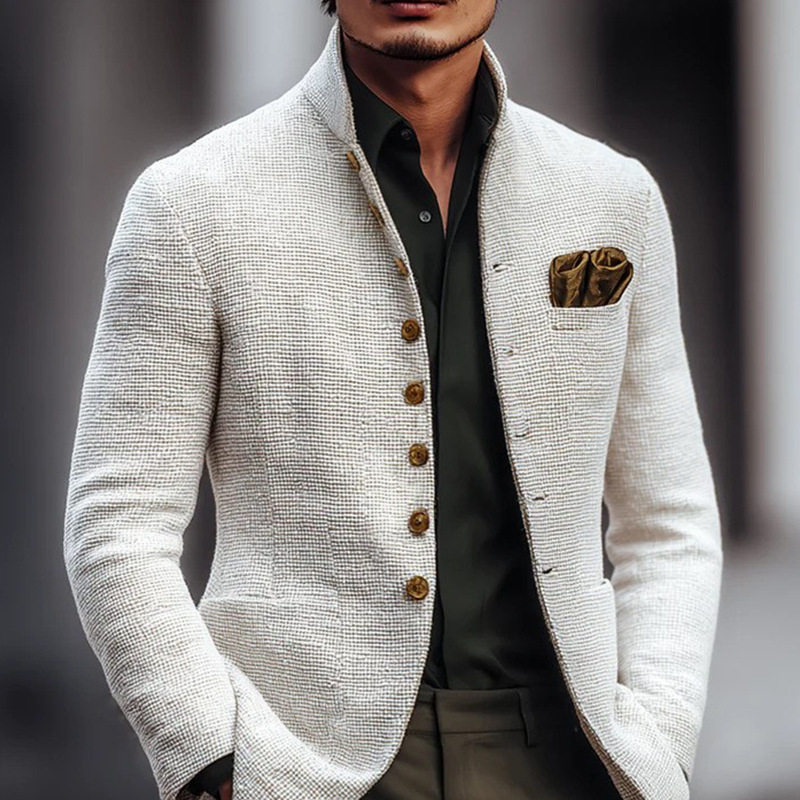 现货 跨境欧美秋冬新款男士夹克西服 休闲复古时尚外贸男装外套