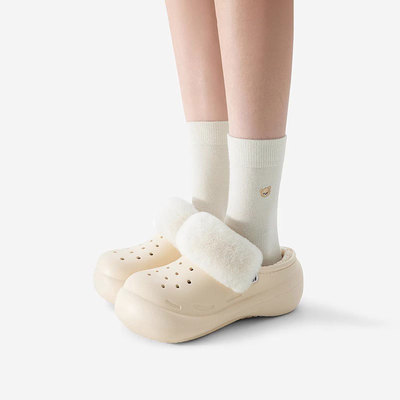 chikoku浪花棉拖鞋加绒洞洞鞋女秋冬防滑保暖居家男冬天外穿棉拖