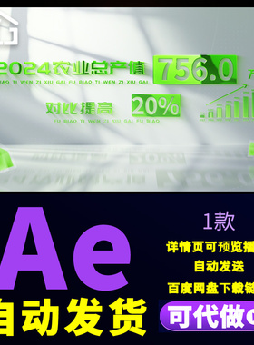 绿色农业数据文字展示数字生态农业宣传片乡村振兴数据统计AE模板