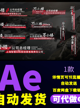 简洁红色字幕条动画企业采访领导职务团队人物简介姓名条AE模版