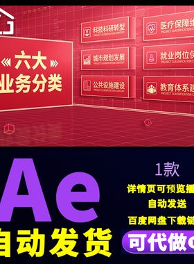 明亮红色党政业务数据文字分类城市规划医疗教育建设介绍AE模板