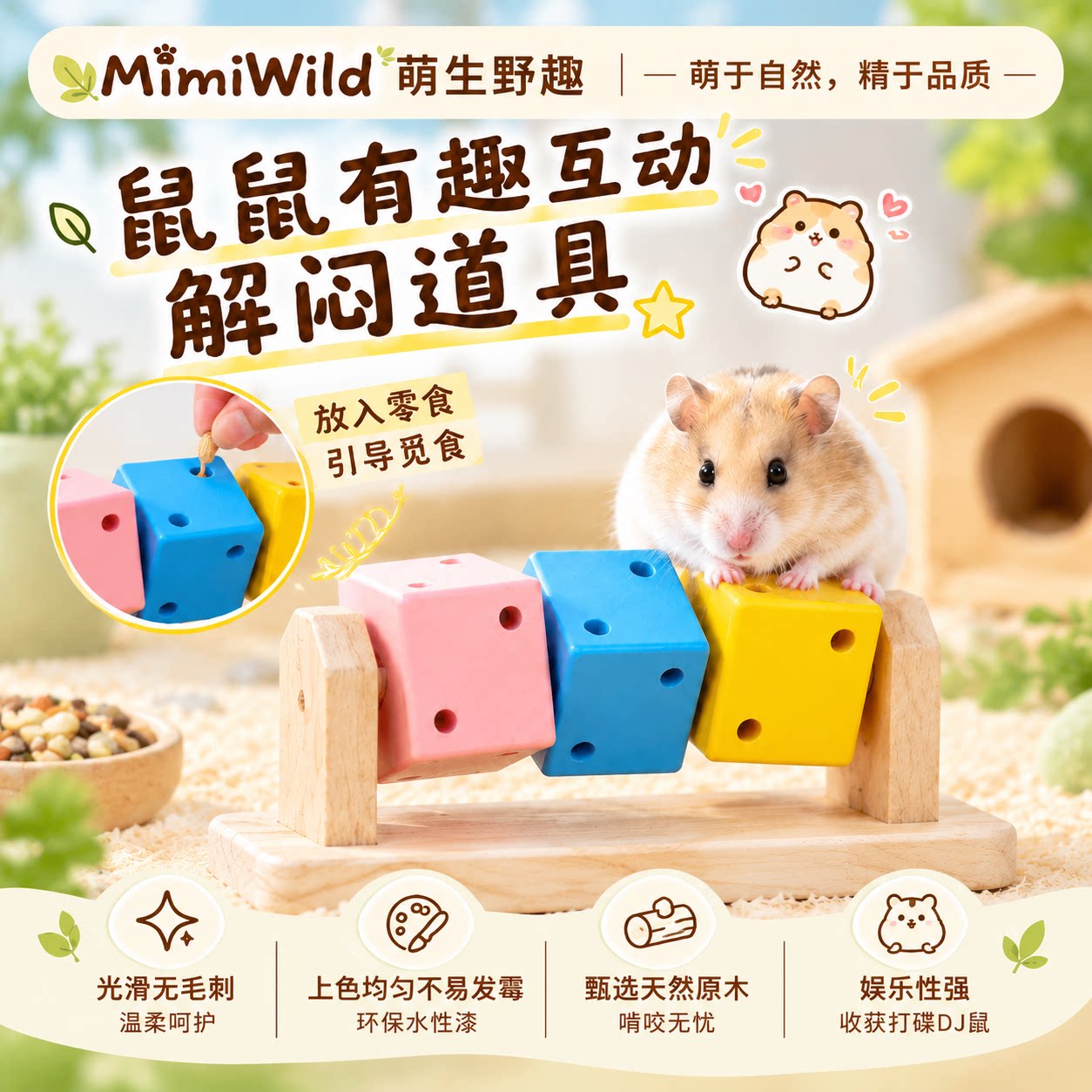 仓鼠玩具金丝熊磨牙原木魔方运动