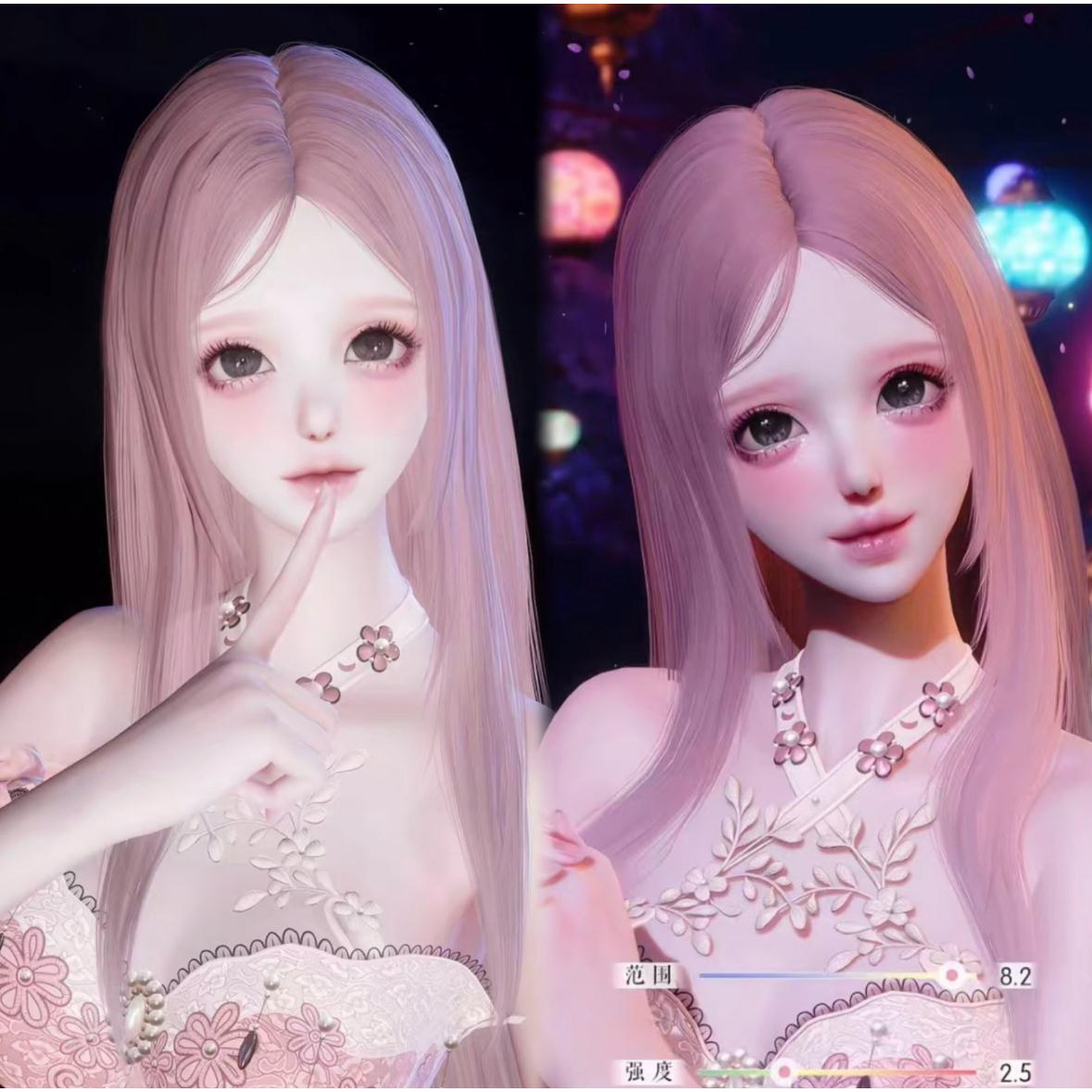以闪亮之名捏脸女3.0《粉璃》发国服素颜+带妆名称