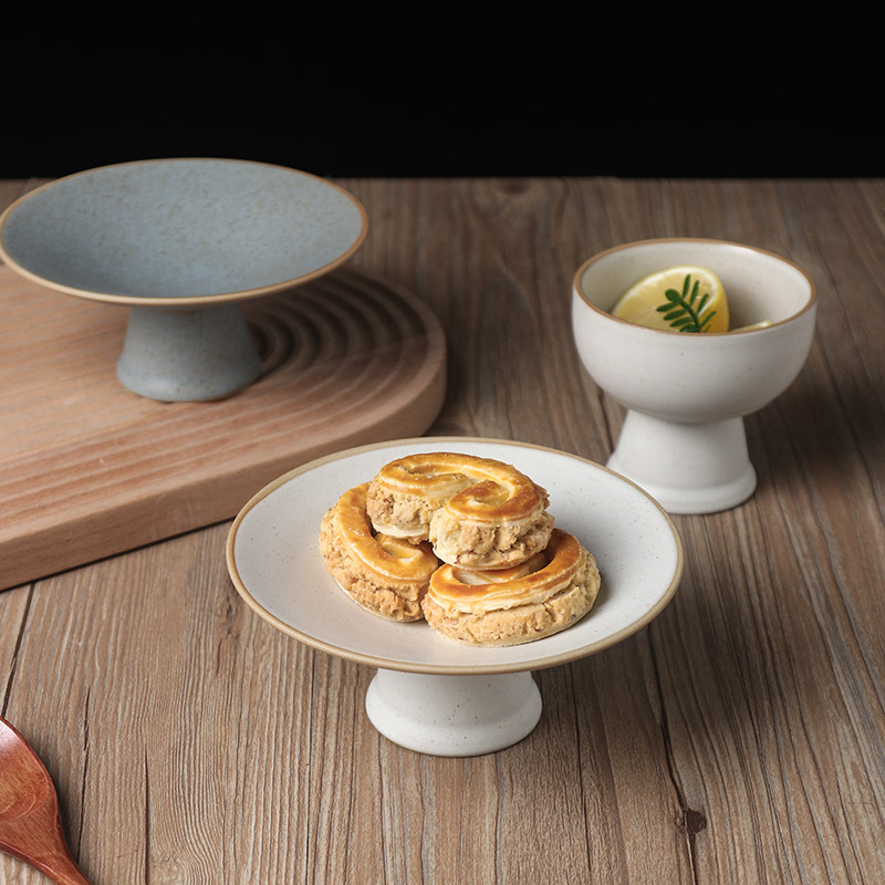 中式禅意点心盘高足小号精致日式茶点盘简约高脚糕点盘家用干果碟,餐饮具,碟,淘宝优惠券,粉丝福利购,淘宝优惠卷