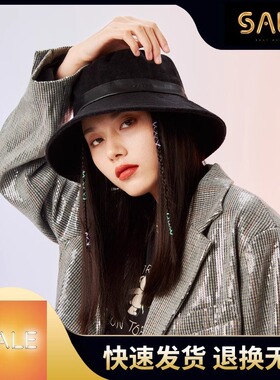 【特惠】秋冬渔夫帽女英伦风复古印花盆帽纯色百搭保暖大号帽子